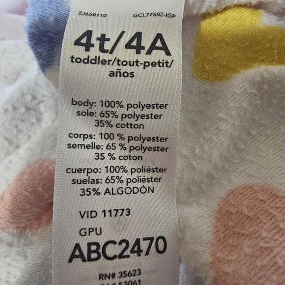 Carter's Footed Pajama Toddler 4T White Pink Heart Zip Up Long Sleeve Clean Girl - Picture 10 of 11